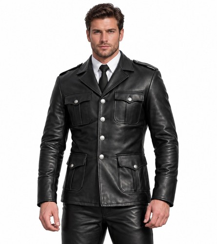 Herren schwarz echt leder - ,